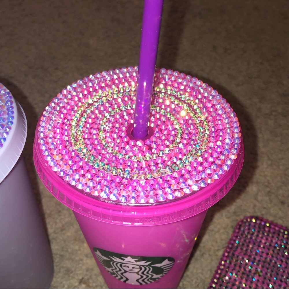Rhinestone Starbucks Tumblers with straws